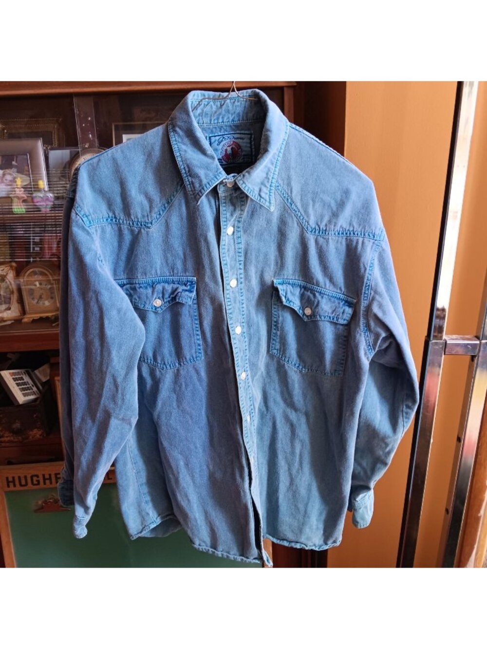 Small Vintage Western Shirt Denim 1990s USA Mde J. D. Drover All Cotton Fade